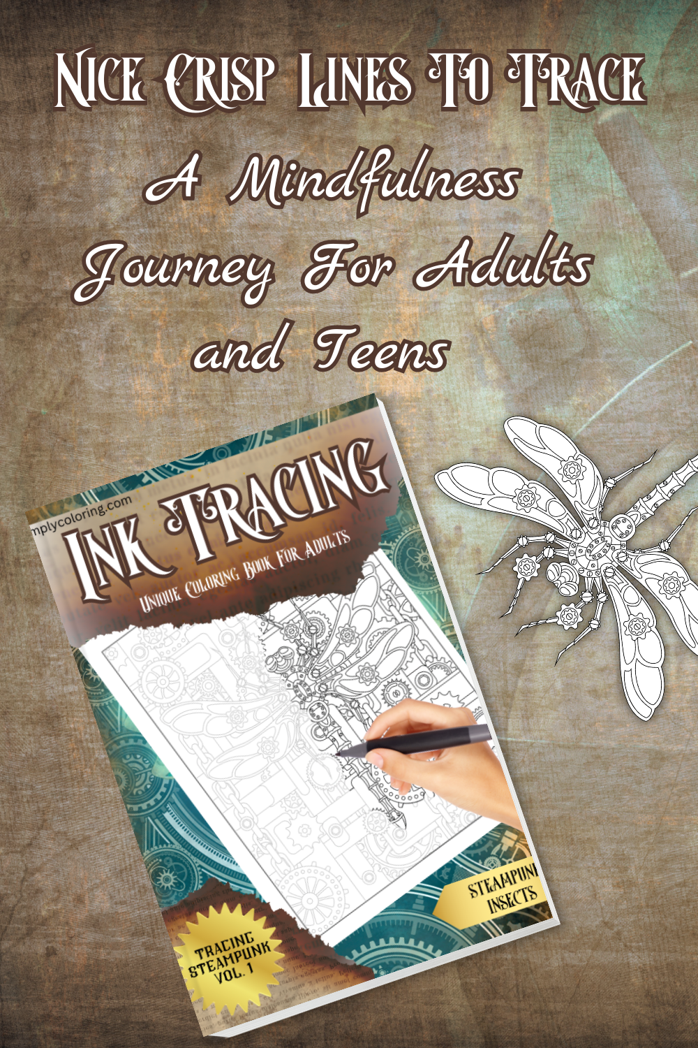 Tracing Book For Adults - Steampunk Series Vol. 1 - Steampunk Insects Printable