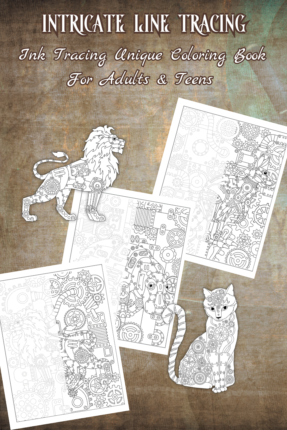 Tracing Books For Adults - Steampunk Series Vol 3 - Steampunk Animals