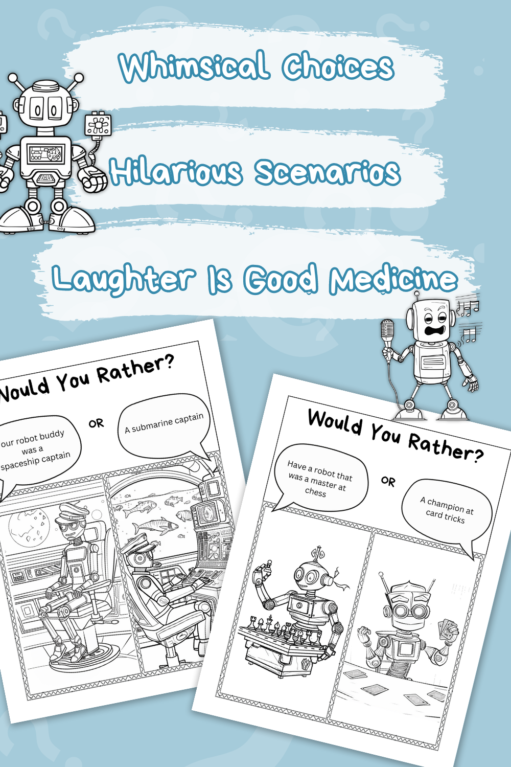 Would You Rather Coloring Books For Kids Vol. 2 - Robot Buddies Printable