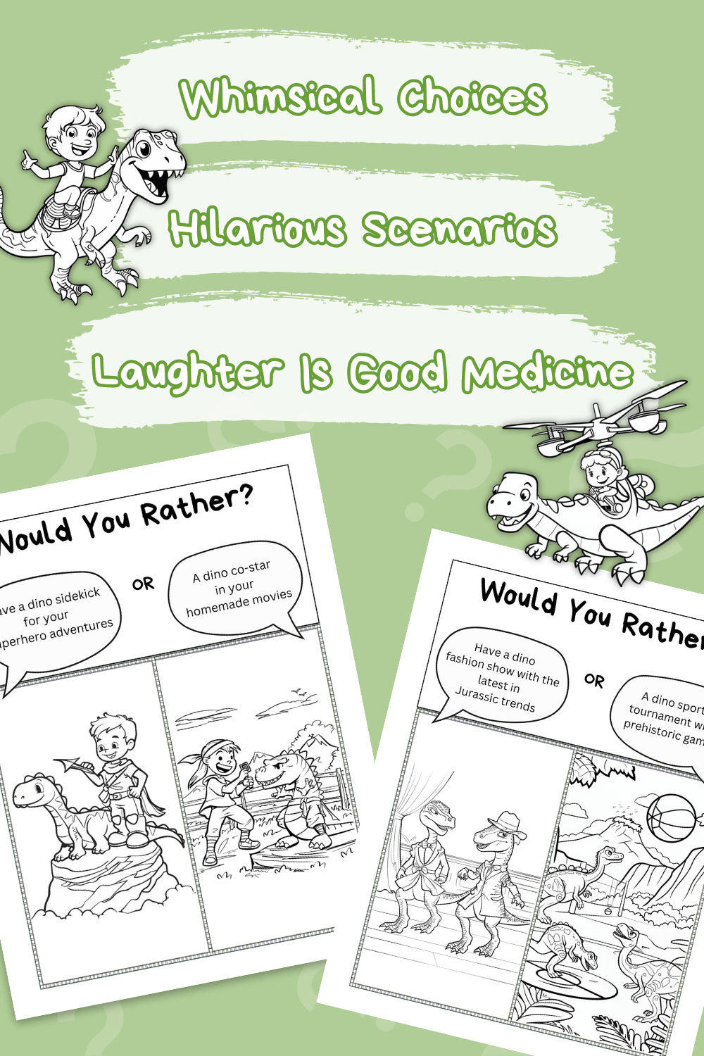 Would You Rather Coloring Books For Kids Vol. 3 - Dinosaur Encounters Printable
