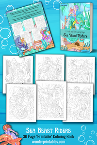 Sea Beast Riders Coloring Book - Printable
