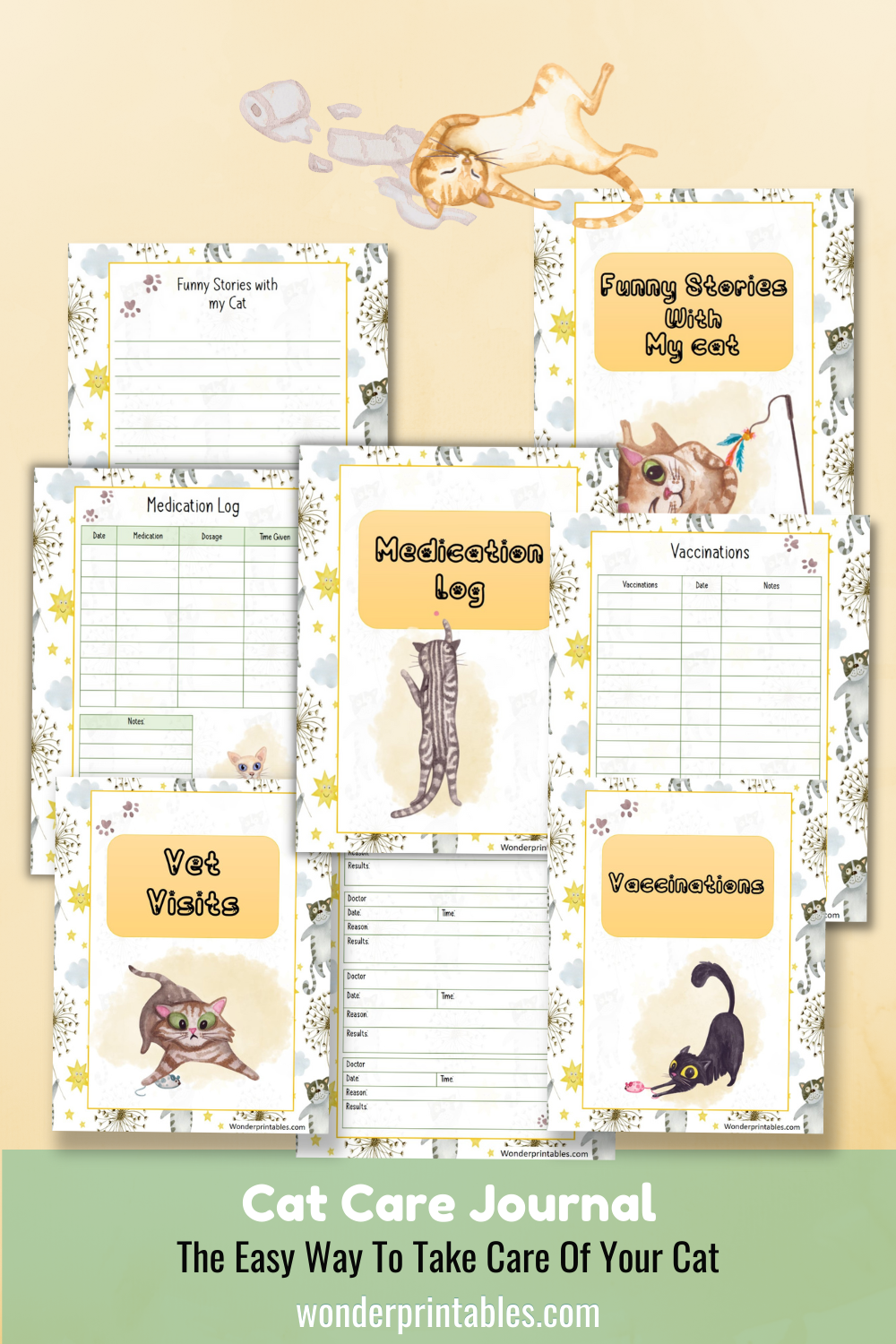 Printable Cat Journal Collection Pet Profile Page Cat Journal Page