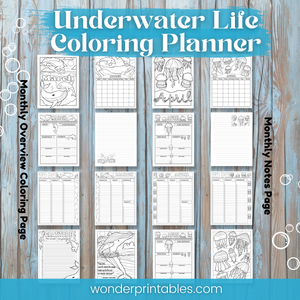 Under The Sea Coloring Planner - Printable
