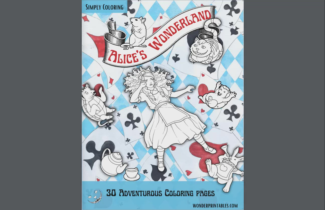 Alices Wonderland - Adult Coloring Pages Printable