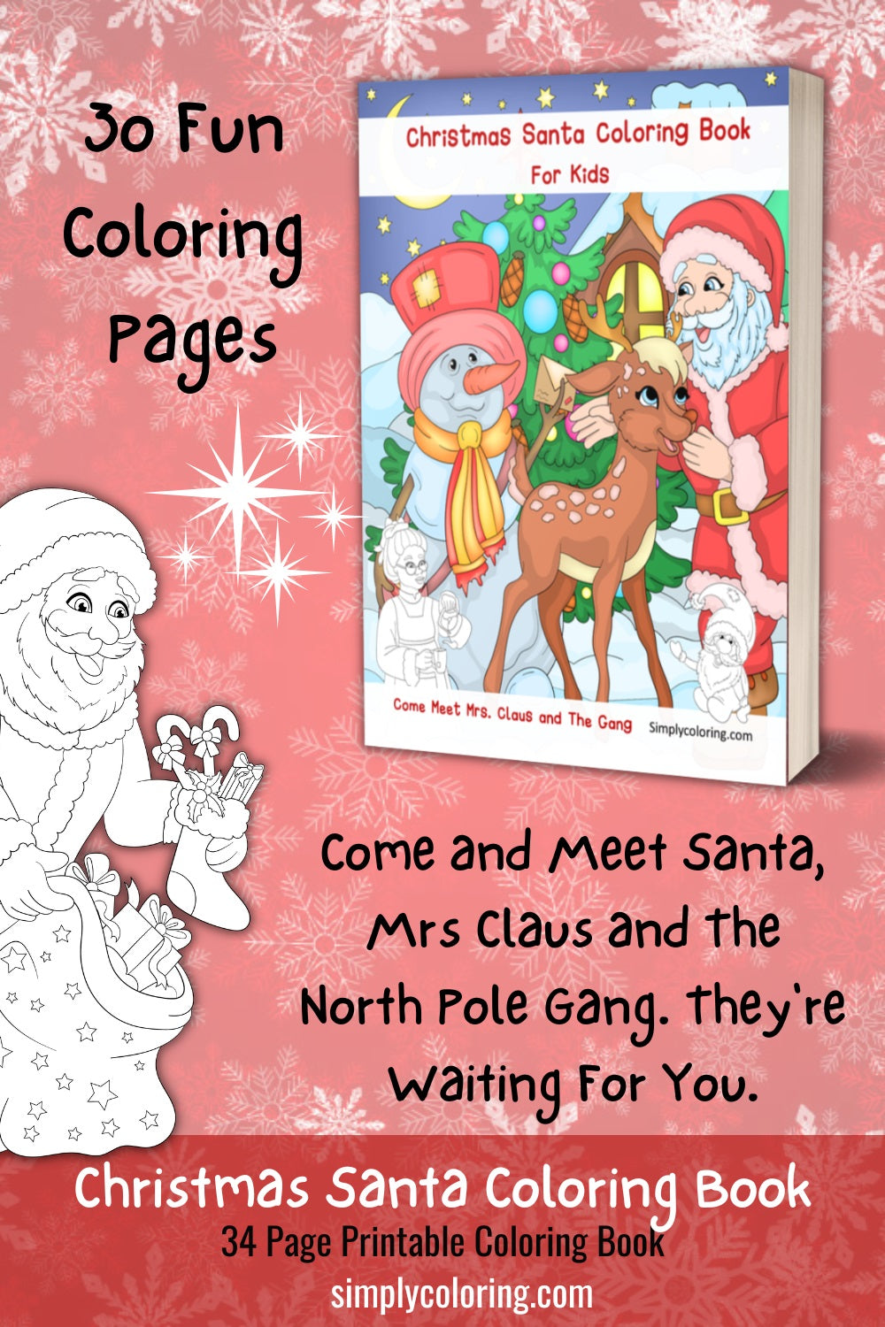 Christmas Santa Coloring Book For Kids - Printable