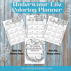 Under The Sea Coloring Planner - Printable